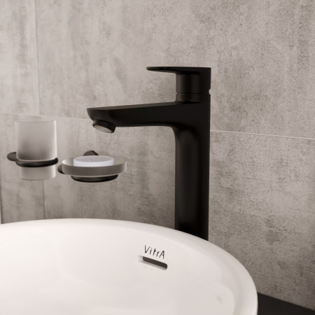 Фото смесители для раковины vitra flow soft a4301036exp цвет черный