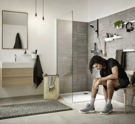 Фото термостатический смеситель для душа hansgrohe shower tablet select 24360000