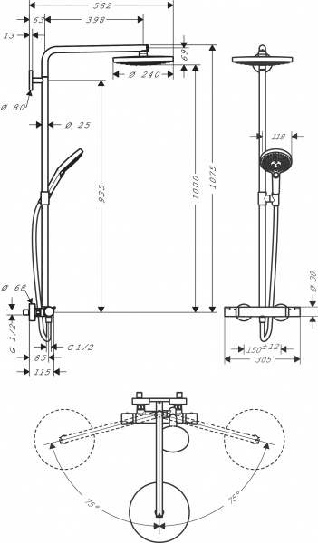 Фото душевая стойка hansgrohe raindance select s 240 2jet showerpipe 27129400