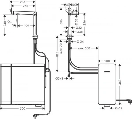 Фото смеситель для кухонной мойки hansgrohe aqittura sodasystem 76810800