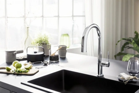 Фото смеситель для кухонной мойки hansgrohe aqittura 76803000