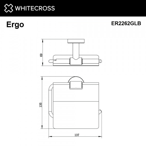 Фото держатель для туалетной бумаги whitecross ergo er2262glb, цвет: золото брашированное