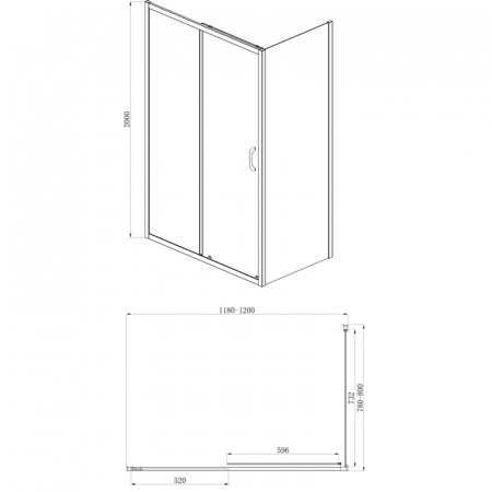 Фото душевое ограждение  azario milton  80x120 см az-nd1131-l 1200 black