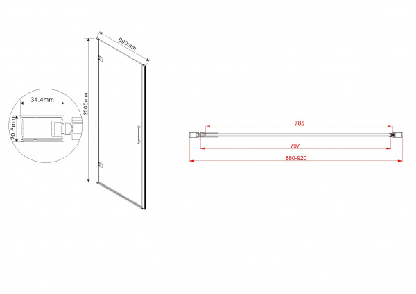 Фото душевая дверь vincea flex 90 см vdp-1f900cl