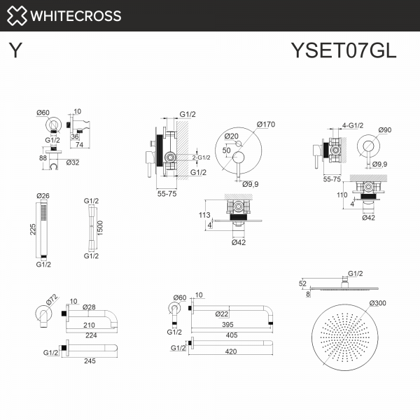 Фото душевой набор со встроенным смесителем whitecross y yset07gl, цвет: золото