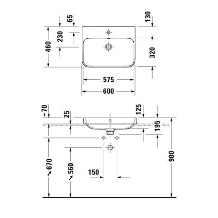 Фото раковина накладная duravit happy d.2 plus  60 см 2360601300