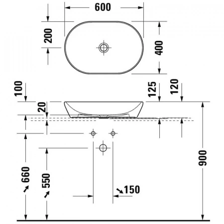 Фото раковина накладная duravit d-neo 60 см 2372600070