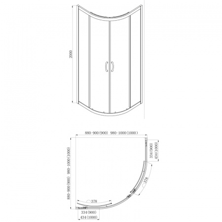 Фото душевое ограждение  azario milton  100x100 см az-nd2142 1000 black