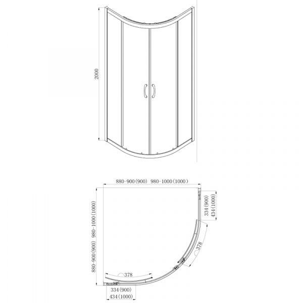 Фото душевое ограждение  azario milton  90x90 см az-nd2142 900 black