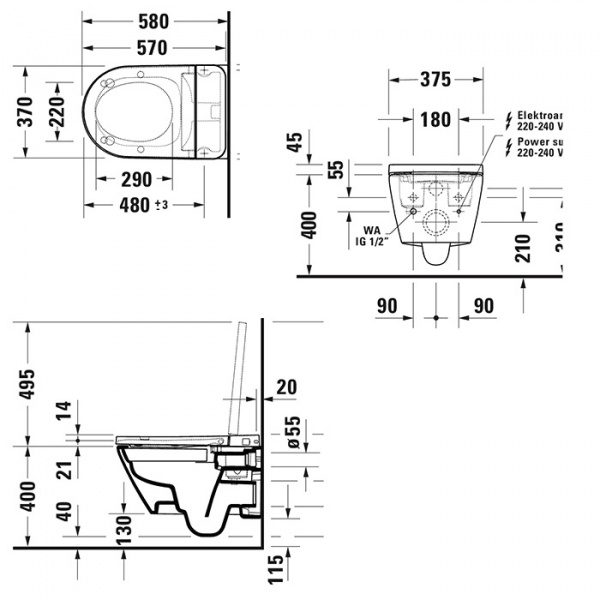 Фото унитаз подвесной безободковый duravit d-neo 2502092096