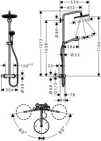 Фото душевая стойка hansgrohe croma select s 26794000