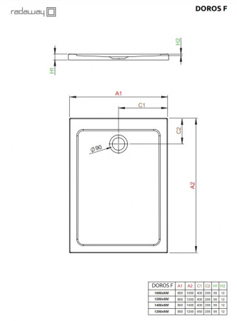 Фото поддон акриловый radaway doros f 120x80 см  sdrf1280-01