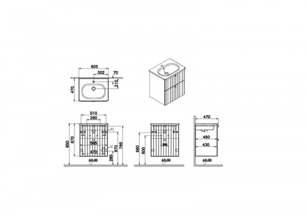 Фото тумба с раковиной vitra root groove 60 см 69415
