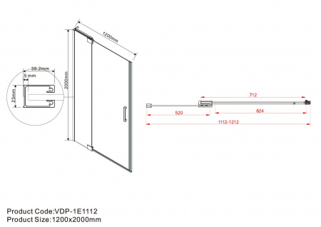 Фото душевая дверь vincea extra 120 см vdp-1e1112cgb