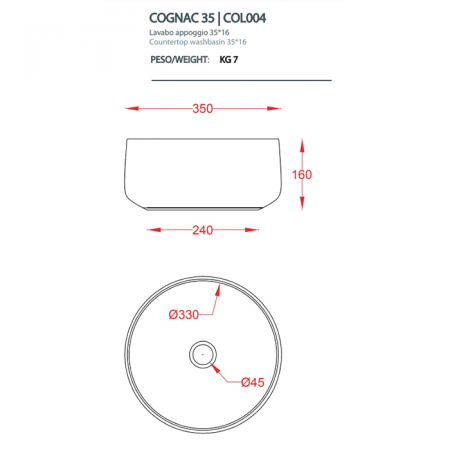 Фото раковина накладная artceram cognac 42 см col004 44 00