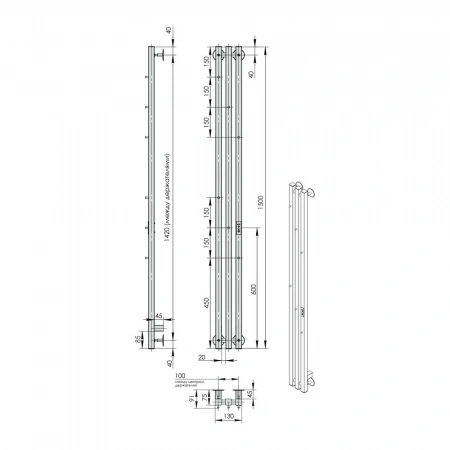 Фото электрический полотенцесушитель indigo style 3 pro 150/13 lspre150-13brrt