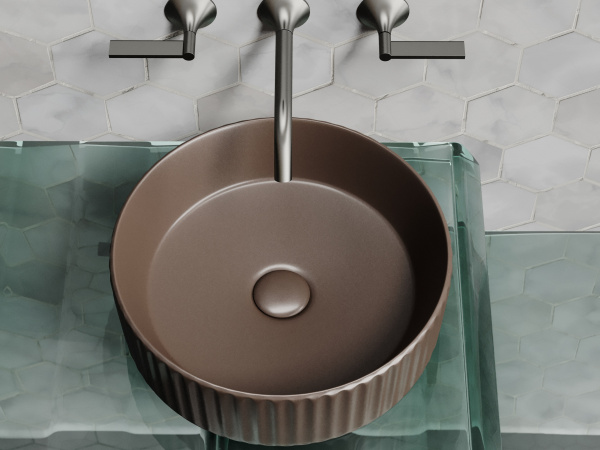 Фото раковина накладная ceramicanova element 36 см, цвет: коричневый cn6057mdb