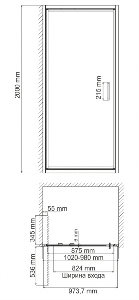 Фото душевая дверь wasserkraft salm 100 см 27i12