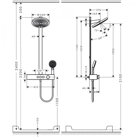 Фото душевая стойка hansgrohe pulsify 24241700