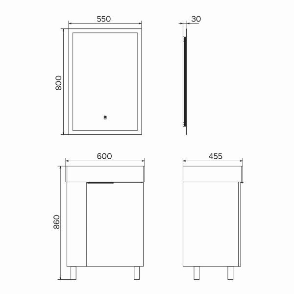 Фото тумба с раковиной comforty асти 60 см 00-00019190