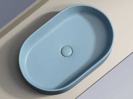Фото раковина накладная ceramicanova element 60.8 см, цвет: голубой cn6048ml