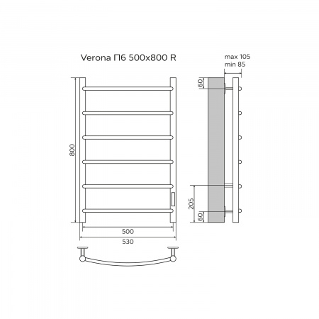 Фото электрический полотенцесушитель azario verona 50x80 см цвет: черный az04858b