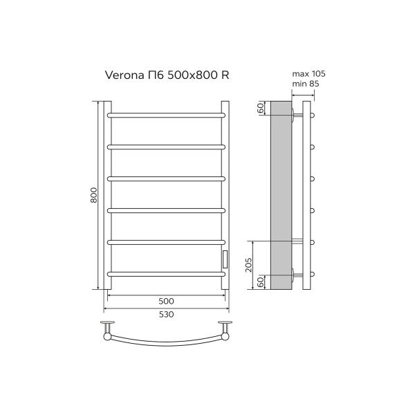 Фото электрический полотенцесушитель azario verona 50x80 см цвет: черный az04858b