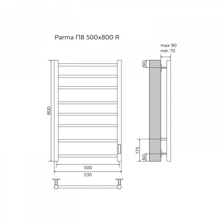 Фото электрический полотенцесушитель azario parma 50x80 см цвет: белый az10858w