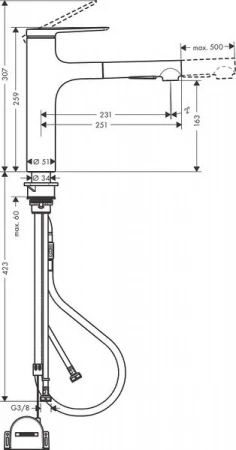 Фото смеситель для кухонной мойки hansgrohe zesis 74804800