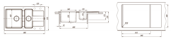 Фото кухонная мойка florentina комби 860к 21.410.d0860.107