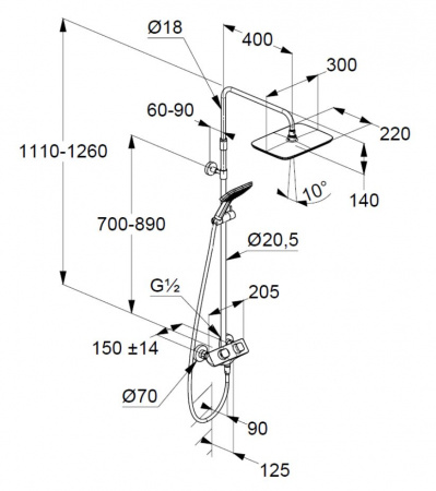 Фото душевая стойка kludi cockpit 8005005-00