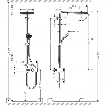 Фото душевая стойка hansgrohe pulsify 24220000