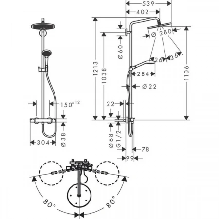 Фото душевая стойка hansgrohe croma select s 26891990