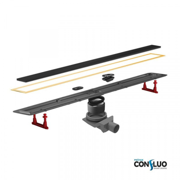 Фото трап линейный с решеткой pestan confluo premium line black glass gold 95 см 13100119