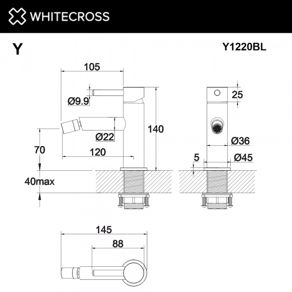 Фото смеситель для биде whitecross y y1220bl, цвет: черный