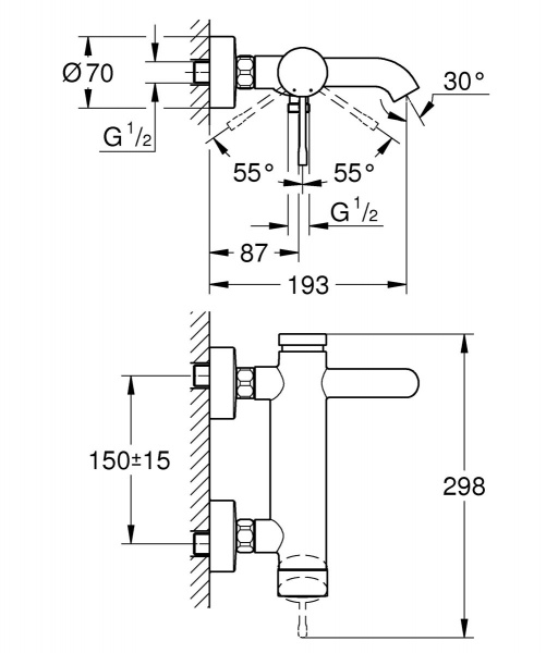 Фото смеситель для ванны grohe essence 33624001