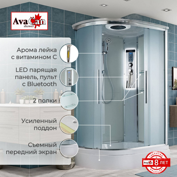 Фото душевая кабина avacan em3912rled 120x90 см