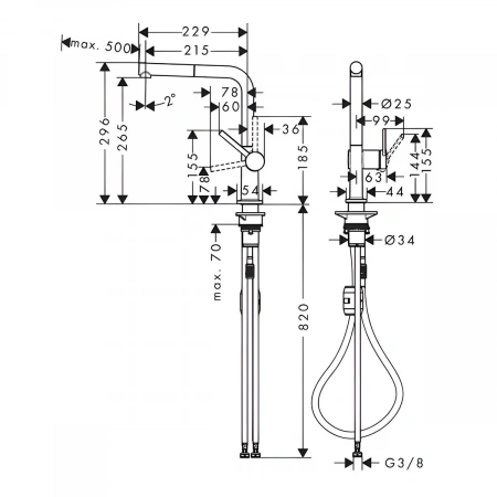 Фото смеситель для кухонной мойки hansgrohe talis 72845000