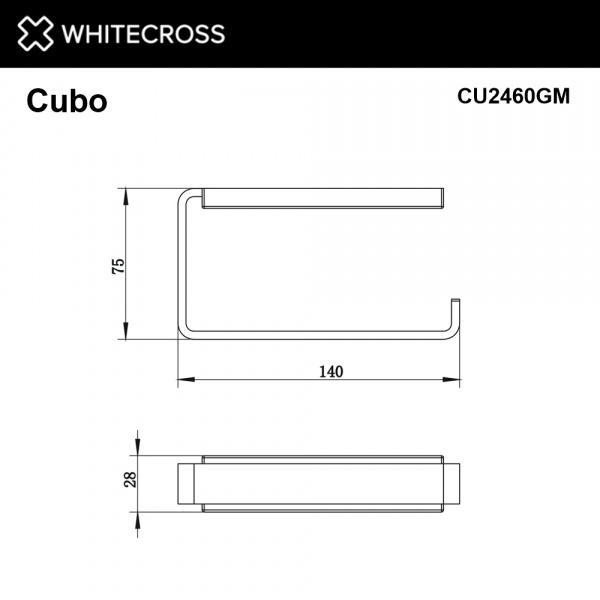 Фото держатель для туалетной бумаги whitecross cubo cu2460gm, цвет: оружейная сталь
