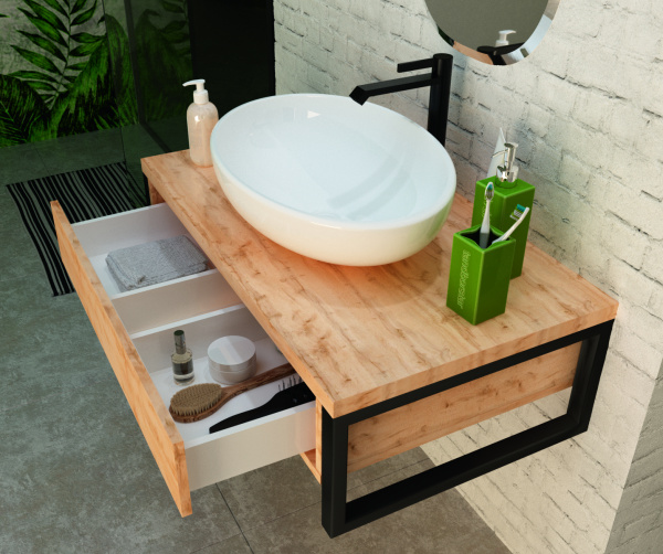 Фото тумба под раковину 1marka grunge loft 80 см, цвет: дуб вотан у85842