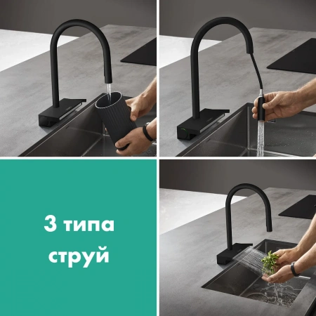 Фото смеситель для кухонной мойки hansgrohe aquno select 73831670