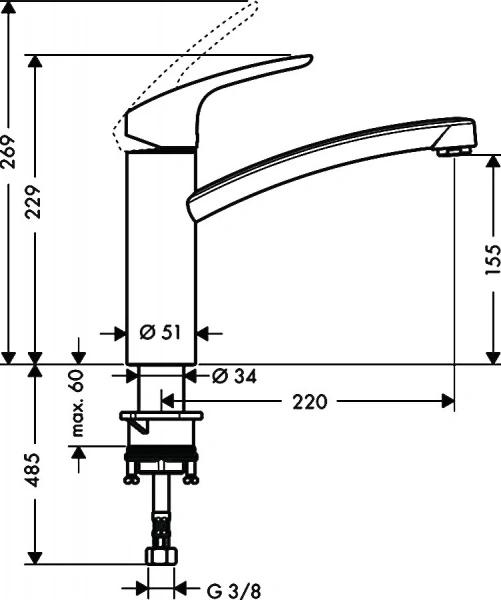 Фото смеситель для кухонной мойки hansgrohe focus 31816800