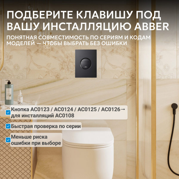 Фото клавиша смыва abber ac0126mb черная матовая