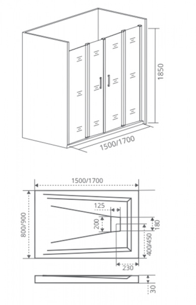 Фото душевая дверь good door infinity wtw-td-150-g-ch 150 см ин00035