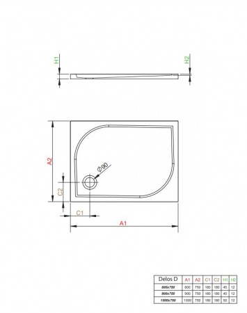Фото поддон акриловый radaway delos d 100x75 см 4d17555-03