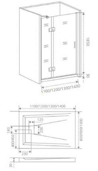 Фото душевая дверь good door saturn wtw-130-c-ch l/r 130 см