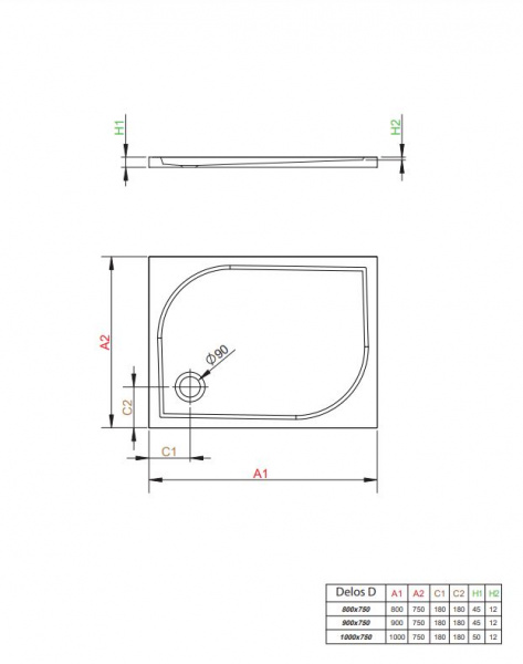 Фото поддон акриловый radaway delos d 80x75 см 4d87545-03