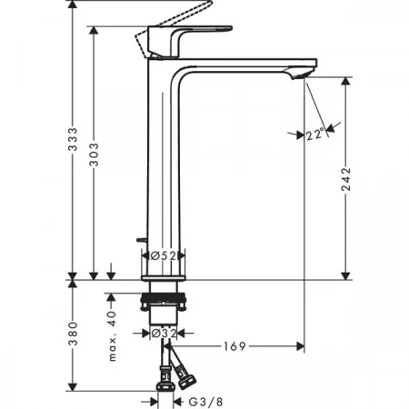 Фото смеситель для раковины hansgrohe rebris s 72590000