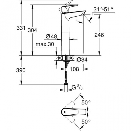 Фото смеситель для раковины grohe bauedge 23761001