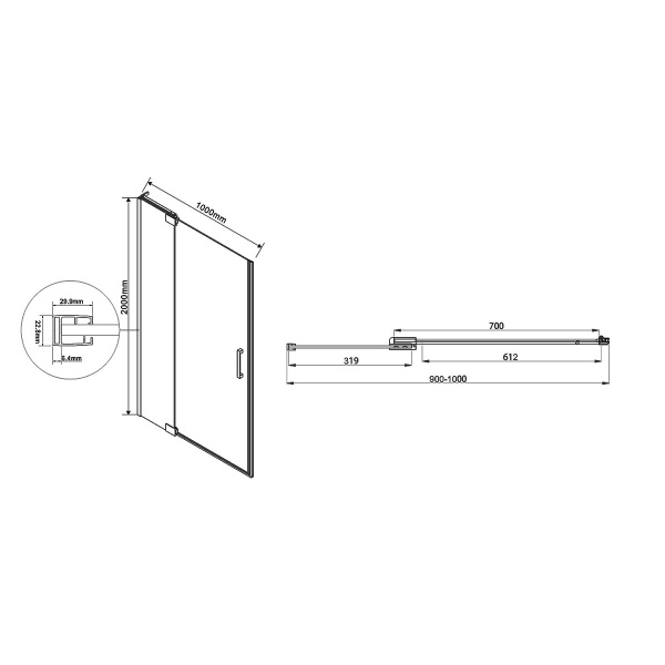 Фото душевая дверь vincea extra 100 см vdp-1e9010cl